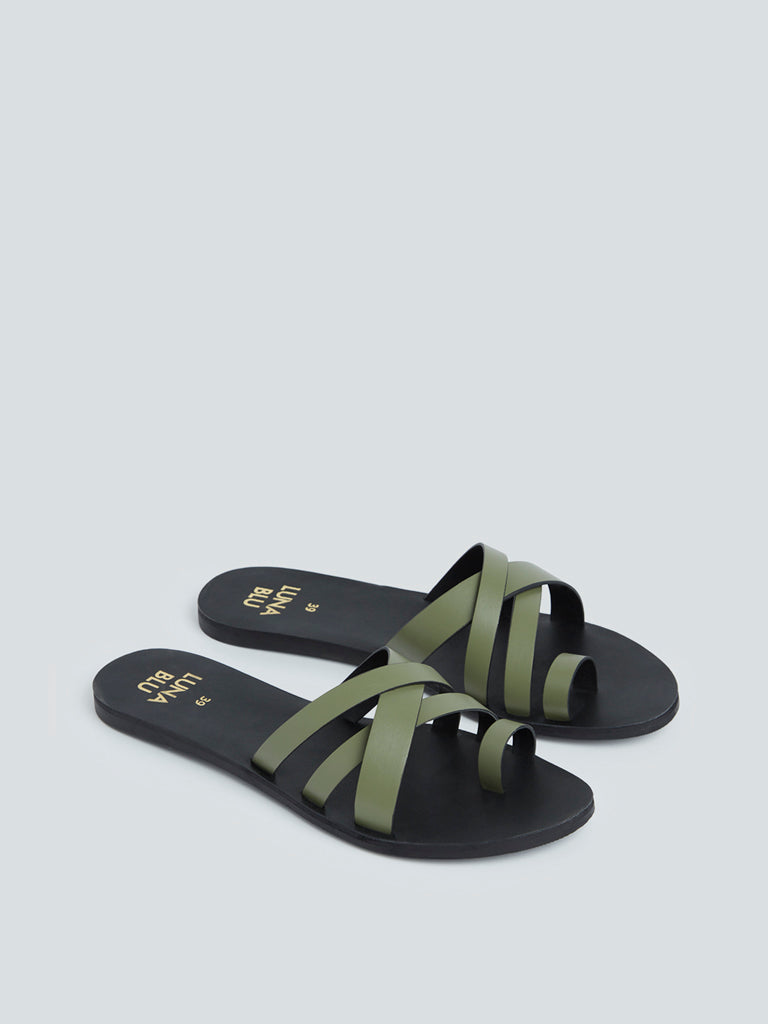 LUNA BLU Olive Multi-Strap Sandals